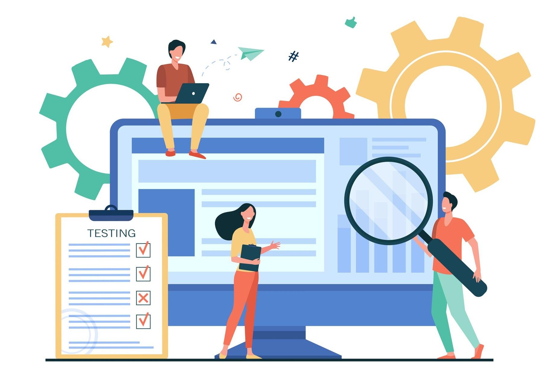 tiny people testing quality assurance software isolated flat vector illustration cartoon character fixing bugs hardware device application test it service concept 74855 10172